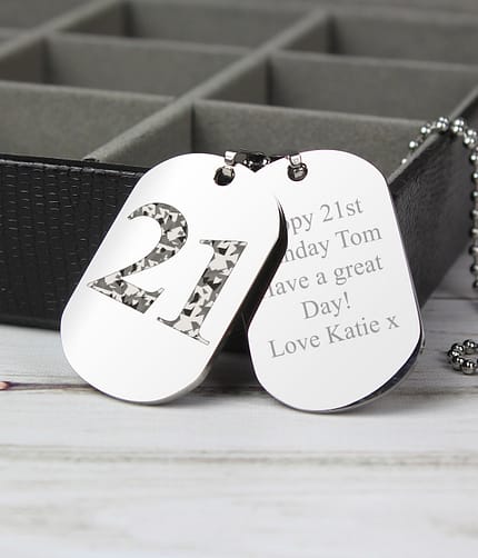 Personalised Camouflage Age Stainless Steel Double Dog Tag Necklace - ItJustGotPersonal.co.uk