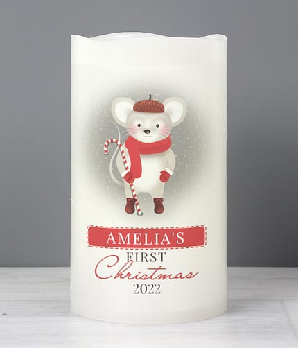 Personalised '1st Christmas' Mouse Night Light LED Candle - ItJustGotPersonal.co.uk