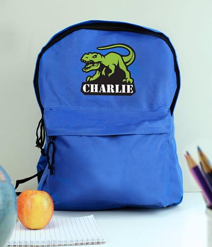 Personalised Dinosaur Blue Backpack - ItJustGotPersonal.co.uk