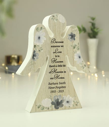 Personalised Memorial Wooden Angel Ornament - ItJustGotPersonal.co.uk