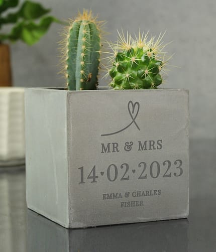 Personalised Large Date Concrete Plant Pot - ItJustGotPersonal.co.uk
