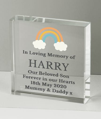 Personalised Rainbow Memorial Crystal Token - ItJustGotPersonal.co.uk