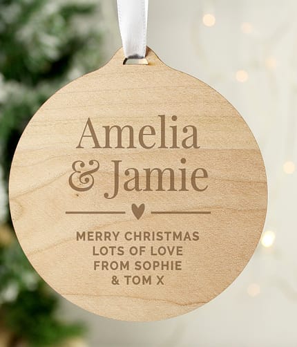 Personalised Couples Round Wooden Decoration - ItJustGotPersonal.co.uk