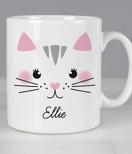 Personalised Cute Cat Face Mug - ItJustGotPersonal.co.uk