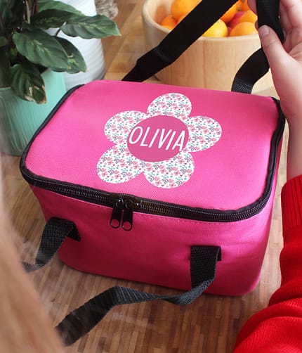 Personalised Flower Pink Lunch Bag - ItJustGotPersonal.co.uk