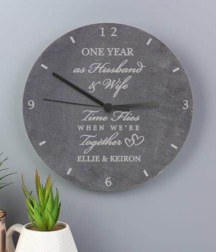 Personalised Anniversary Slate Clock - ItJustGotPersonal.co.uk