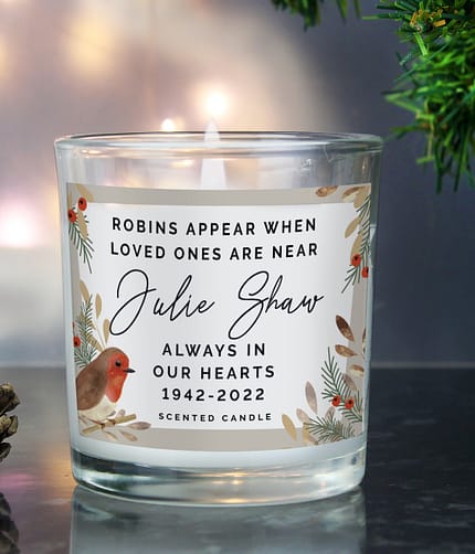 Personalised Robins Appear Memorial Scented Jar Candle - ItJustGotPersonal.co.uk
