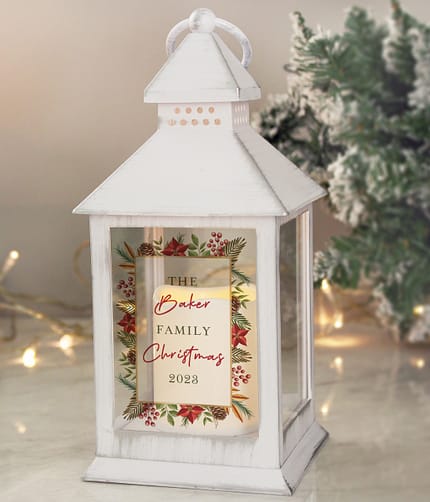 Personalised Christmas White LED Lantern - ItJustGotPersonal.co.uk