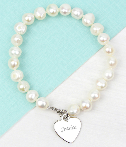Personalised White Freshwater Pearl Scripted Name Bracelet - ItJustGotPersonal.co.uk
