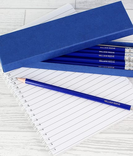 Personalised Box of 12 Blue HB Pencils - ItJustGotPersonal.co.uk