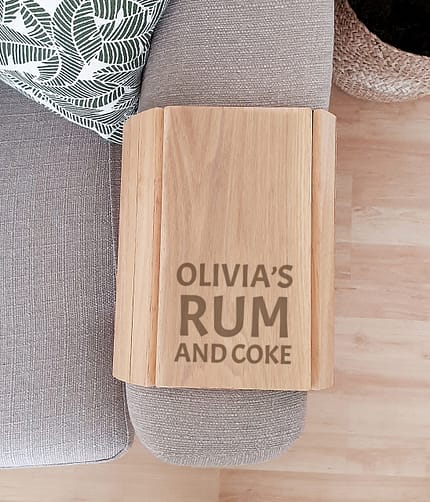 Personalised Large Free Text Wooden Sofa Tray - ItJustGotPersonal.co.uk