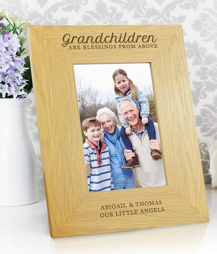 Personalised Grandchildren Are A Blessing 6x4 Oak Finish Photo Frame - ItJustGotPersonal.co.uk