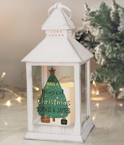 Personalised Have A Magical Christmas White Lantern - ItJustGotPersonal.co.uk