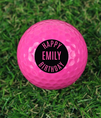 Personalised Happy Birthday Pink Golf Ball - ItJustGotPersonal.co.uk
