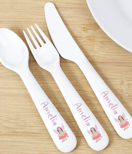 Personalised Toadstool Fairy Plastic Cutlery - ItJustGotPersonal.co.uk