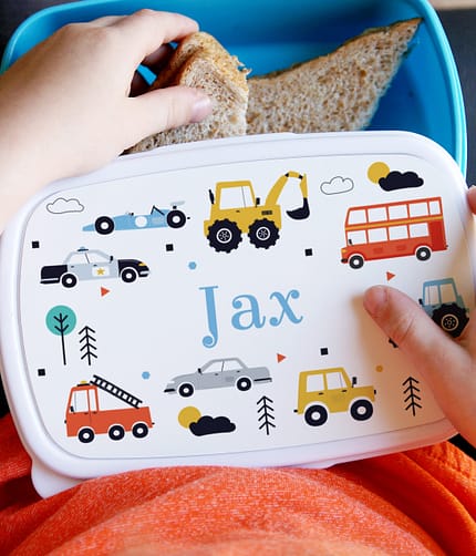 Personalised Vehicles Name Only Blue Lunch Box - ItJustGotPersonal.co.uk