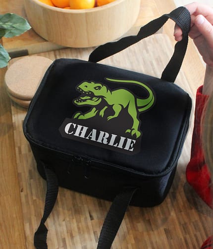 Personalised Dinosaur Black Lunch Bag - ItJustGotPersonal.co.uk