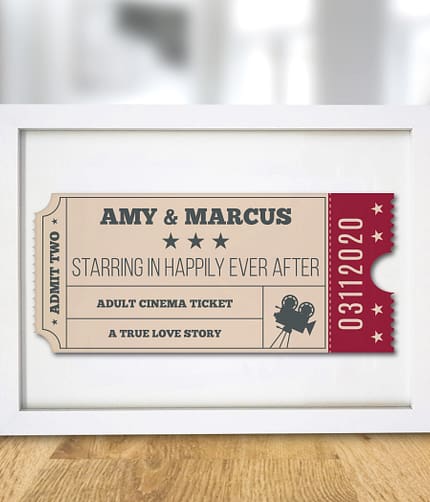 Personalised Cinema Ticket A4 White Framed Print - ItJustGotPersonal.co.uk