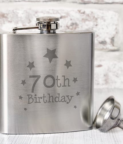 70th Birthday Hip Flask - ItJustGotPersonal.co.uk