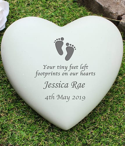 Personalised Footprints Heart Memorial - ItJustGotPersonal.co.uk