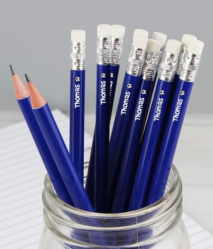 Personalised Football Motif Blue Pencils - ItJustGotPersonal.co.uk
