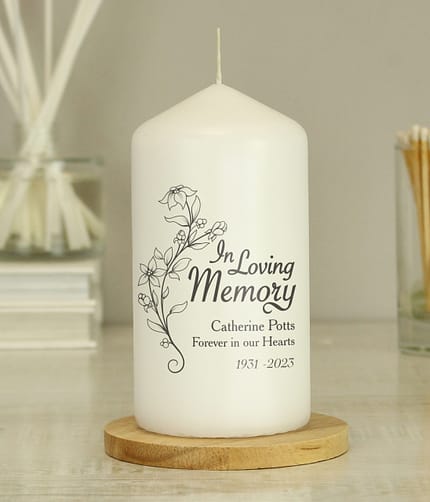 Personalised In Loving Memory Pillar Candle - ItJustGotPersonal.co.uk