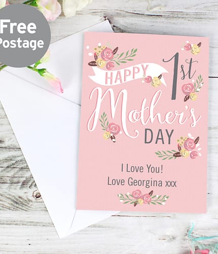 Personalised Floral Bouquet 1st Mother's Day Card - ItJustGotPersonal.co.uk