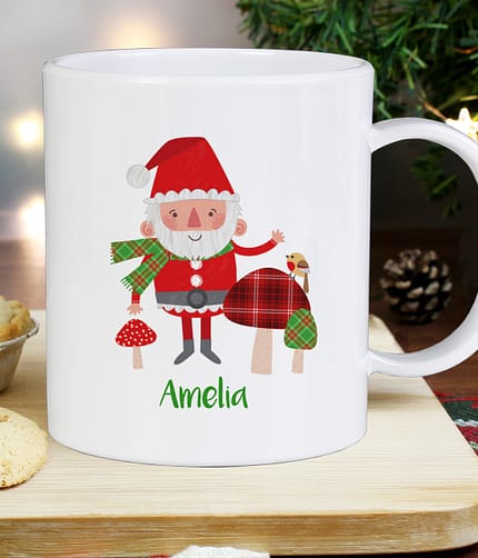 Personalised Christmas Toadstool Santa Plastic Mug - ItJustGotPersonal.co.uk