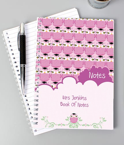 Personalised Miss Owl Teacher A5 Notebook - ItJustGotPersonal.co.uk