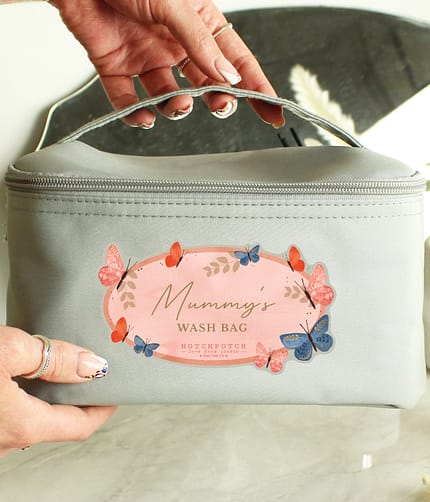 Personalised Butterfly Grey Toiletry Bag - ItJustGotPersonal.co.uk