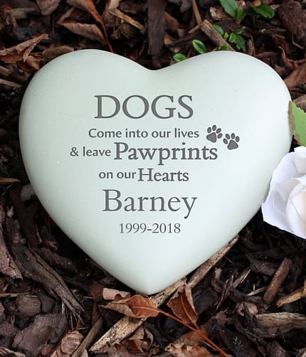 Personalised Dog Pawprints Heart Memorial - ItJustGotPersonal.co.uk