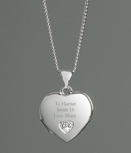 Personalised Children's Sterling Silver and Cubic Zirconia Heart Locket Necklace - ItJustGotPersonal.co.uk