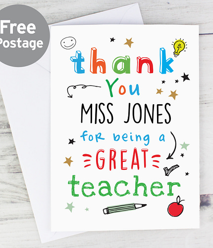Personalised Thank You Teacher Card - ItJustGotPersonal.co.uk