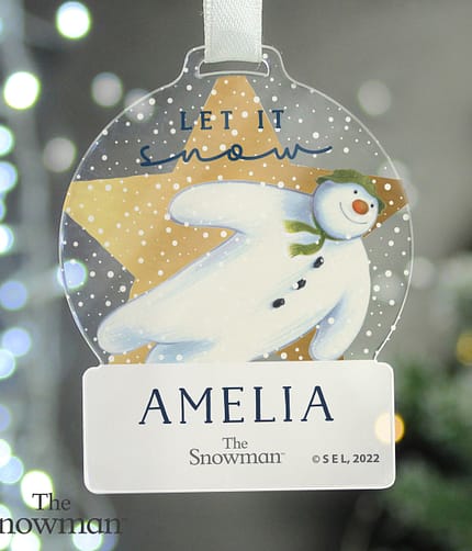 Personalised The Snowman Acrylic Decoration - ItJustGotPersonal.co.uk