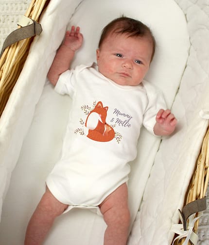 Personalised Mummy and Me Fox 0-3 Months Baby Vest - ItJustGotPersonal.co.uk