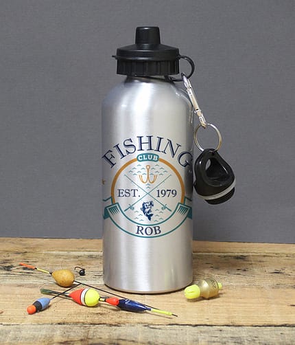 Personalised Fishing Club Silver Drinks Bottle - ItJustGotPersonal.co.uk