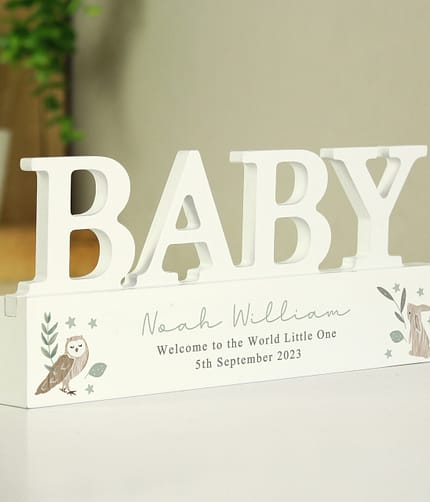 Personalised Woodland Wooden Baby Ornament - ItJustGotPersonal.co.uk