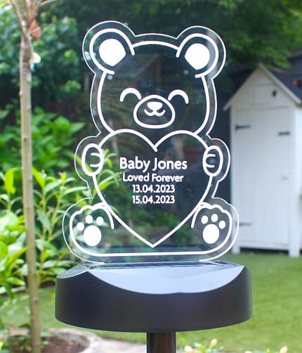 Personalised Bear Memorial Outdoor Solar Light - ItJustGotPersonal.co.uk
