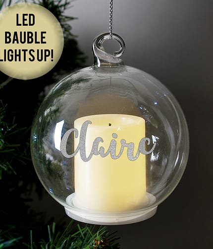 Personalised Christmas LED Candle Bauble - ItJustGotPersonal.co.uk