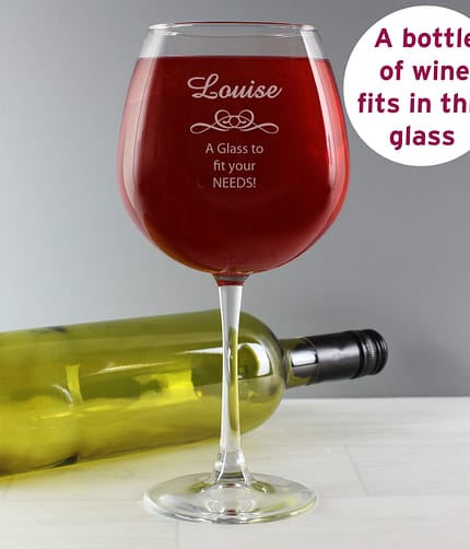 Personalised Decorative Bottle of Wine Glass - ItJustGotPersonal.co.uk