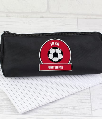 Personalised Red Football Fan Pencil Case - ItJustGotPersonal.co.uk