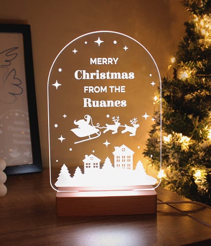 Personalised Christmas Wooden Based LED Light - ItJustGotPersonal.co.uk