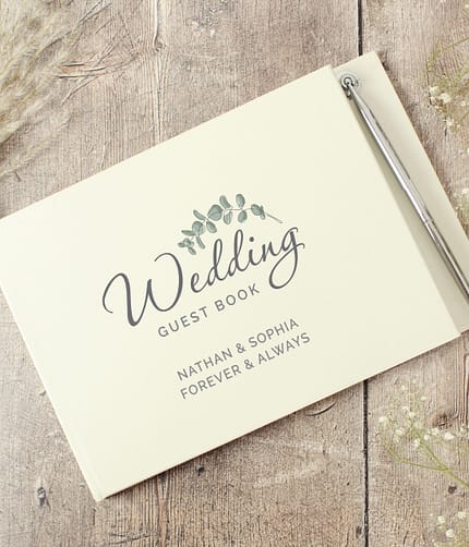 Personalised Botanical Wedding Guest Book & Pen - ItJustGotPersonal.co.uk