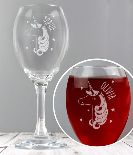 Personalised Unicorn Engraved Wine Glass - ItJustGotPersonal.co.uk