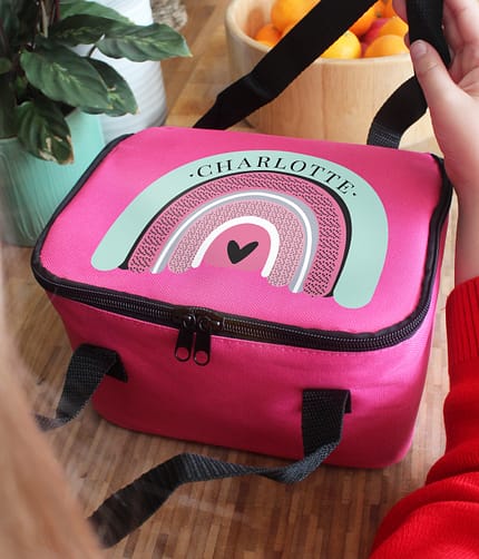 Personalised Rainbow Pink Lunch Bag - ItJustGotPersonal.co.uk