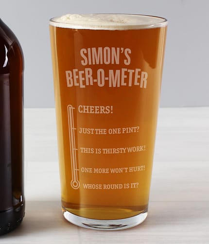 Personalised Beer-o-Meter Pint Glass - ItJustGotPersonal.co.uk