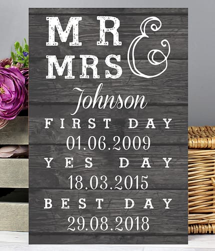 Personalised Mr & Mrs First Day Yes Day & Best Day Metal Sign - ItJustGotPersonal.co.uk