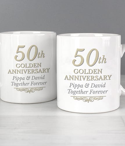 Personalised 50th Golden Anniversary Mug Set - ItJustGotPersonal.co.uk