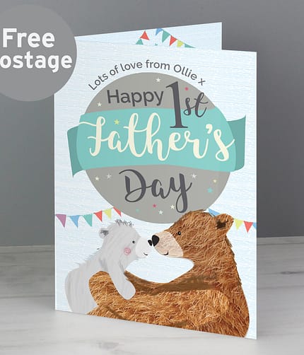 Personalised 1st Father's Day Daddy Bear Card - ItJustGotPersonal.co.uk