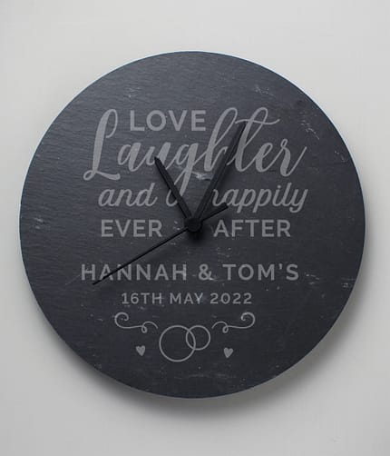 Personalised Love Laughter Slate Clock - ItJustGotPersonal.co.uk
